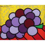 BRITTO, Romero, "N.Y. Grapes", Acryl/Lwd., 30,5 x 38, oben links handsigniert, verso Widmung des