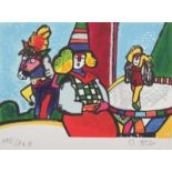 ALT, Otmar, "Manege", Original-Radierung mit Carborundum, 24 x 25, nummeriert 110/160,