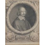 CARDINAL RICHELIEU, Kupferstich, 35 x 27,5, von Robert Nanteuil, auf Unterlegkarton aufgezogen,