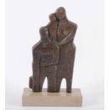 PAUWELS, Achiel (*1932), "Familie", Bronze, H 24,5, seitlich signiert sowie verso mit Stift