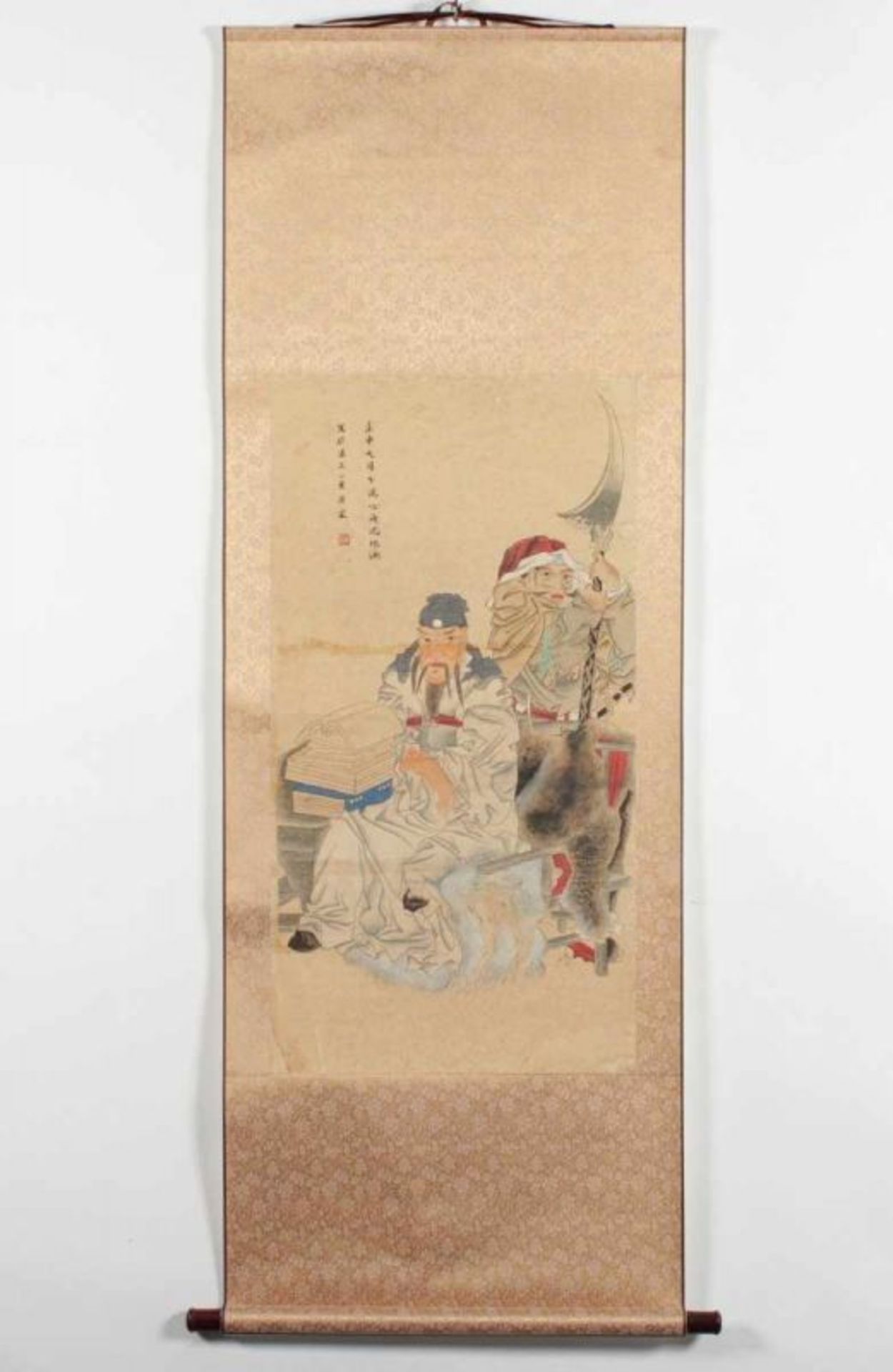 ROLLBILD, Tusche und Farben auf Papier, zwei Gottheiten, in der Art von SHEN ZHAOHAN (1855-1941), - Bild 2 aus 4