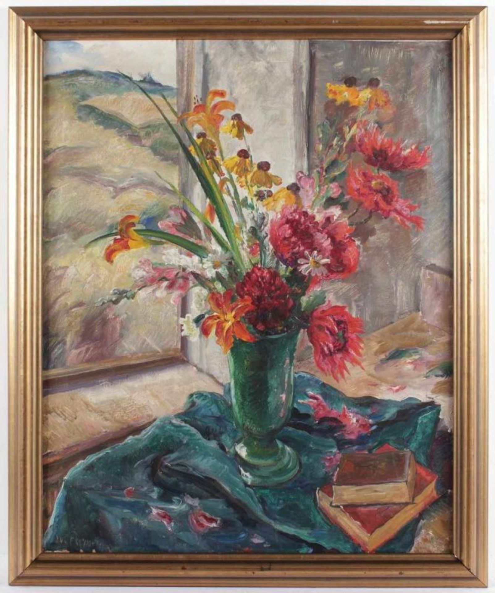 FREYMUTH, Julius (1881-1961), "Stilleben mit Blumenstrauß", Öl/Lwd., 94 x 73, unten links - Image 2 of 4