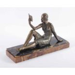 KAMINFIGUR, "Lesende", bez.: Chiparus, Marmorsockel, Régule, L 35,5, H 21,5, um 1930 22.00 % buyer's