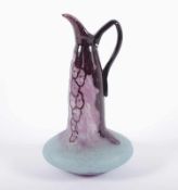 ART DECO-HENKELVASE "LAVANDES", farbloses Glas, violette, opakweiße und hellblaue