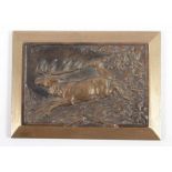 PLAKETTE, Bronze, 9 x 13, mit Hirschmotiv, 20.Jh. 22.00 % buyer's premium on the hammer price 19.