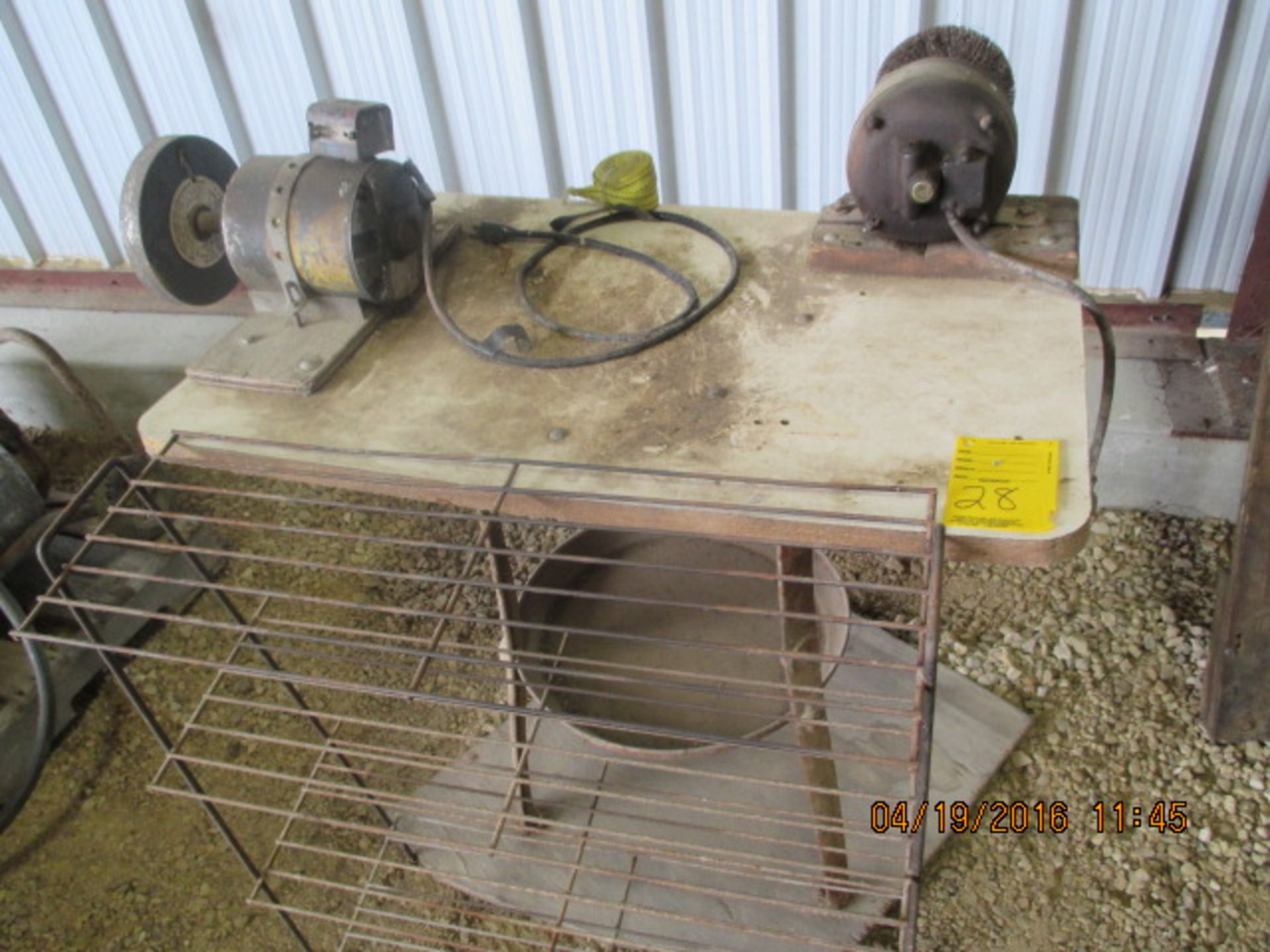 Grinder, wire wheel mtd on stand