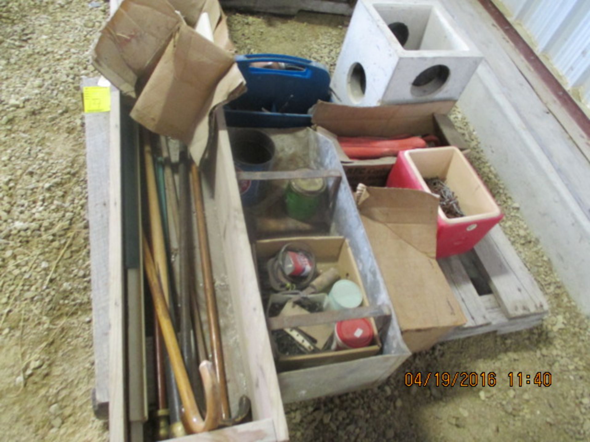 Canes, hammer handles, concrete septic drop box