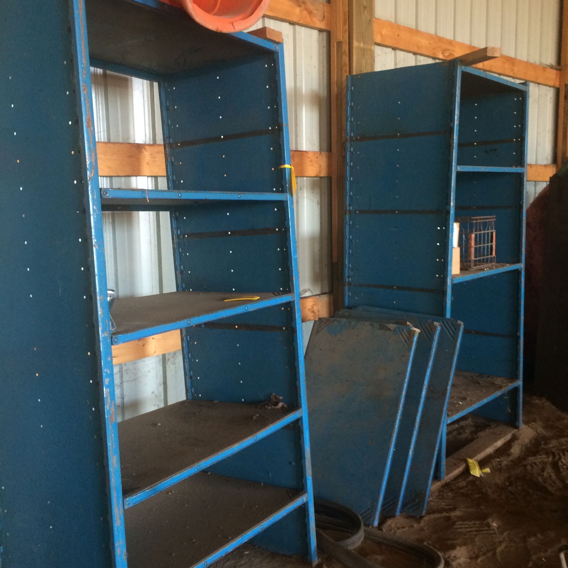 (2) blue shelves