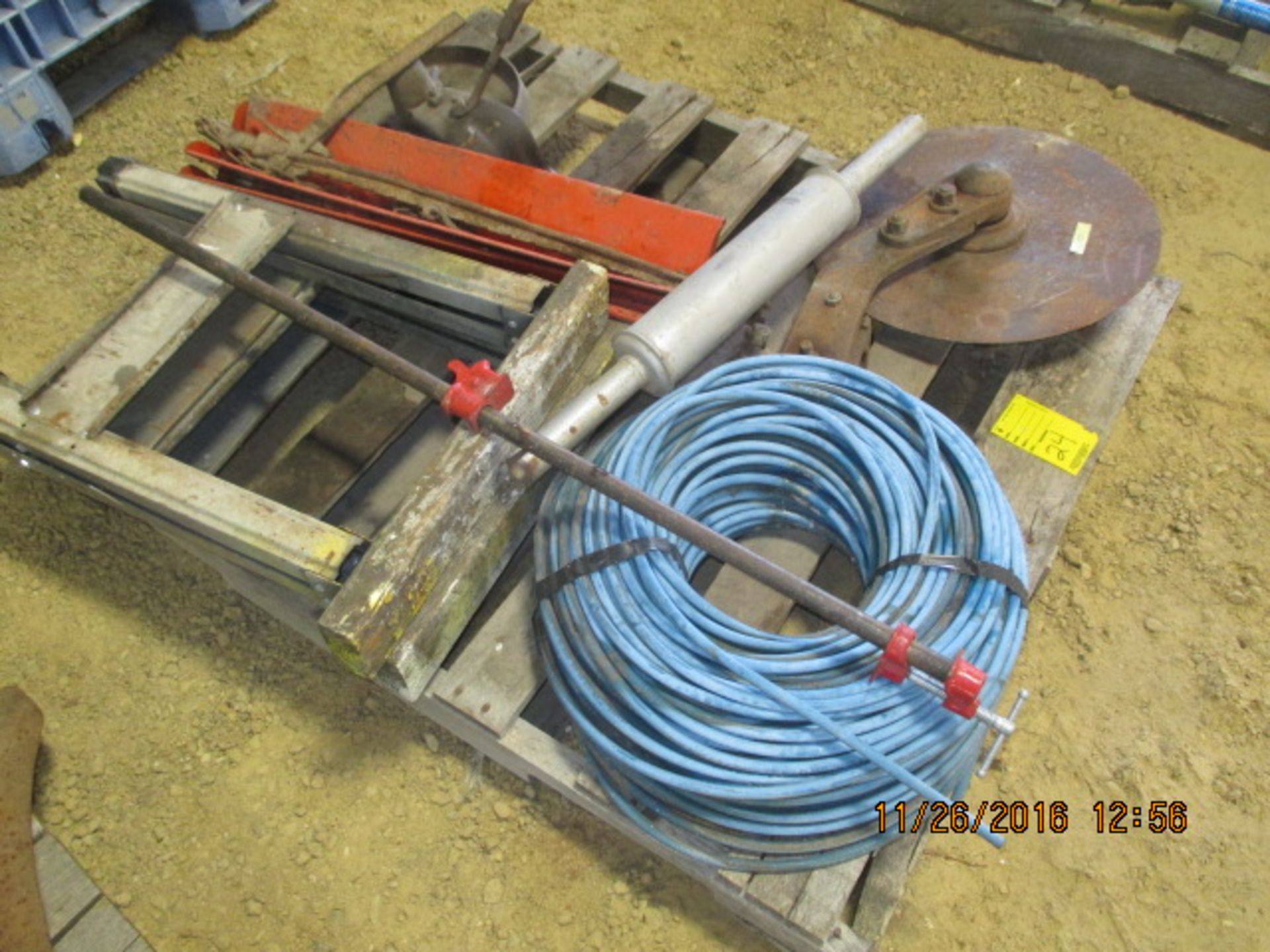 Pallet w/muffler, disc blade, saw horses, misc - Image 2 of 2