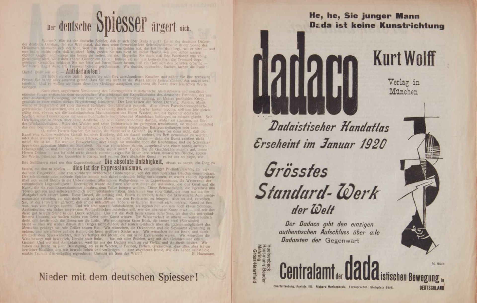 Hausmann, R., (Hrsg.), Der Dada. Hefte I und II (von 3). (Steglitz [II: Berlin-Charlottenburg], - Bild 6 aus 8