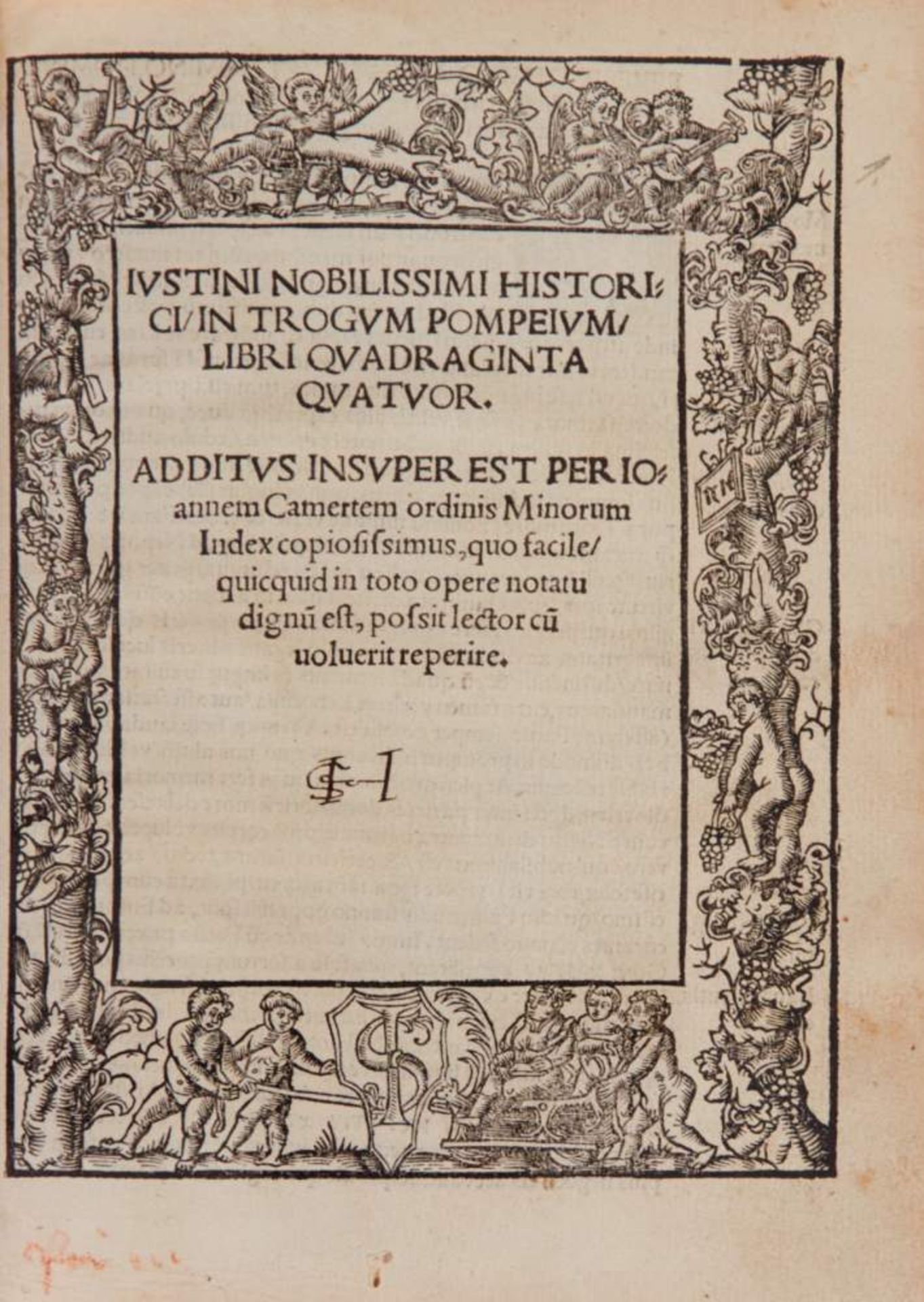 Justinus, (M. J.), In Trogum Pompeium libri quadraginta quatuor. Additus insuper est per Ioannem - Bild 2 aus 2