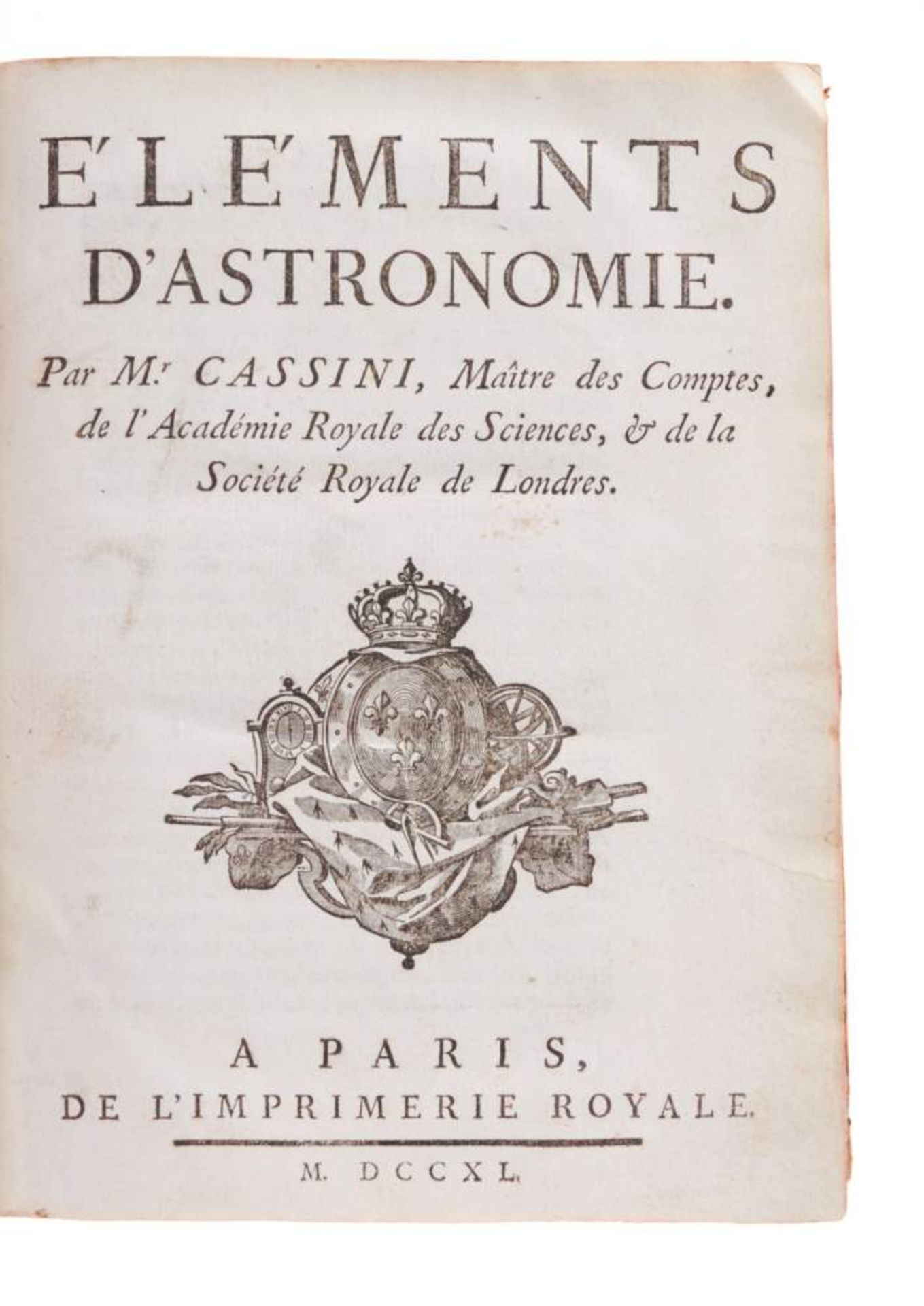 Cassini, (J.), Éléments d'astronomie. Paris, Königliche Druckerei, 1740. 4°. Mit 21 Kupfertafeln. - Bild 2 aus 4