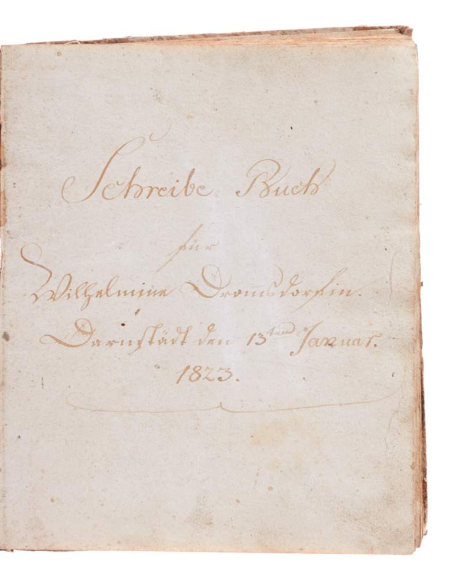 "Schreibe-Buch für Wilhelmine Drom(m)sdorfin". Deutsche Handschrift auf Papier. Darmststädt 1823-24. - Bild 2 aus 4