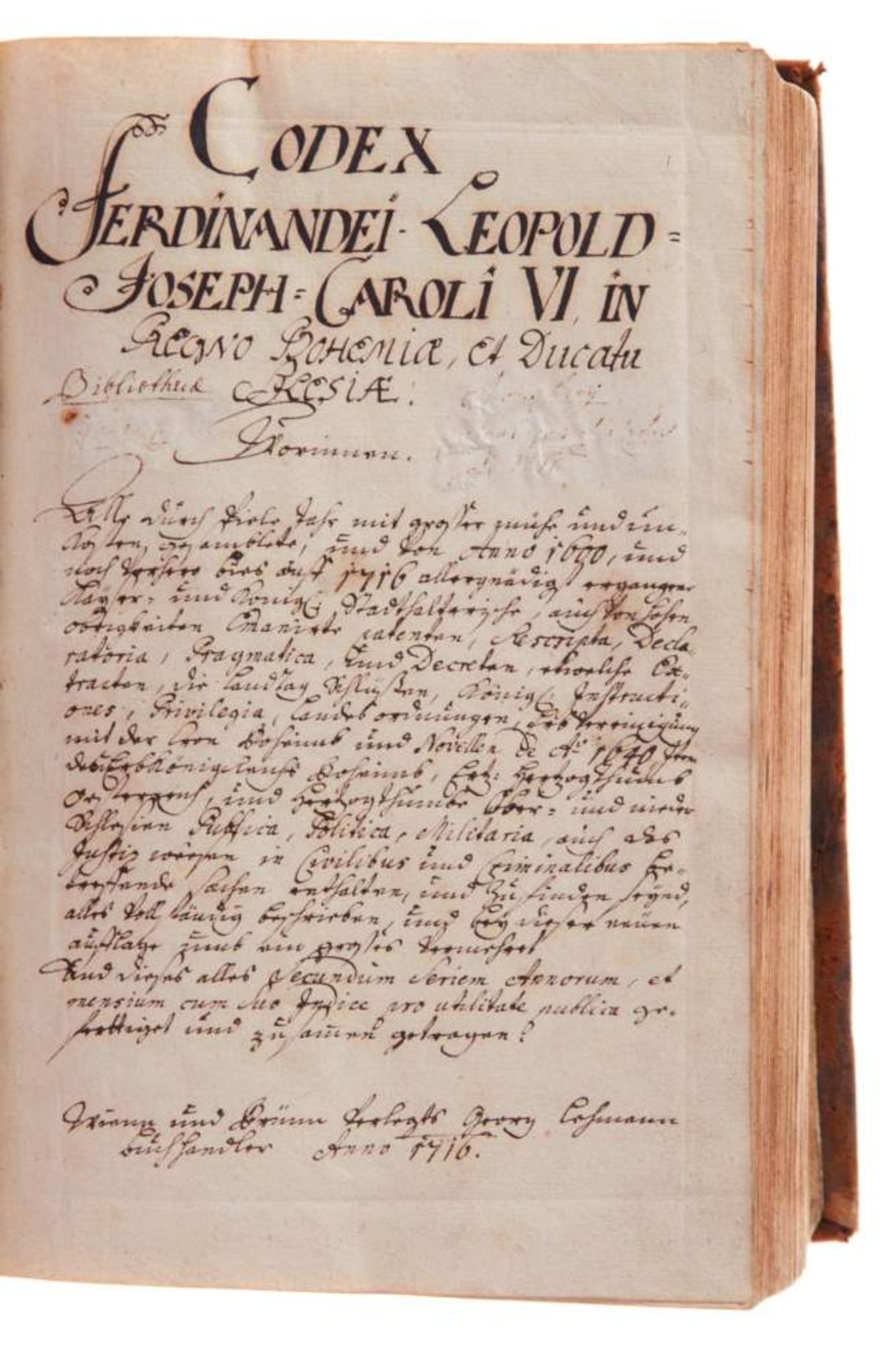 "Codex Ferdinandei-Leopold-Joseph-Caroli VI, in Regno Bohemiae, et Ducatu Silesiae". Deutsche - Bild 2 aus 3