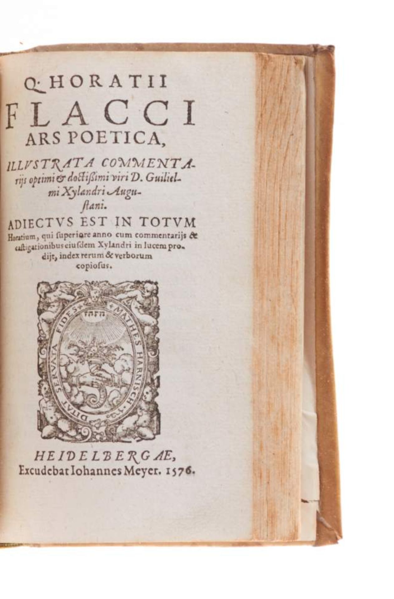 Horatius Flaccus, Qu., Poëmata. Editio ... a Guilielmo Xylandro. Heidelberg, J. Maier, 1575. Mit - Bild 3 aus 3