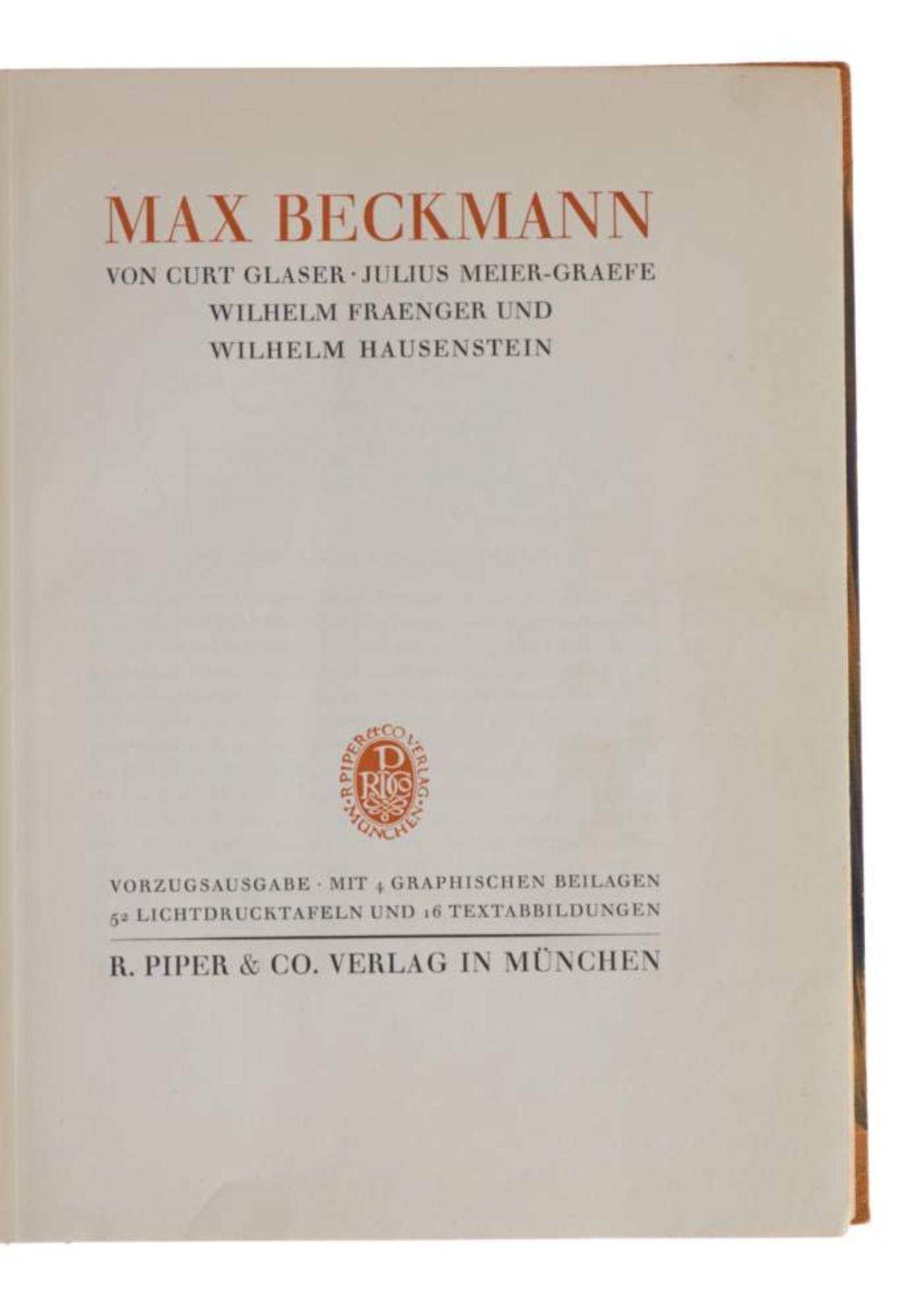Glaser, C., Max Beckmann. München, Piper, o. J. (1924). Fol. Mit 2 Radierungen, Lithographie, - Bild 2 aus 6