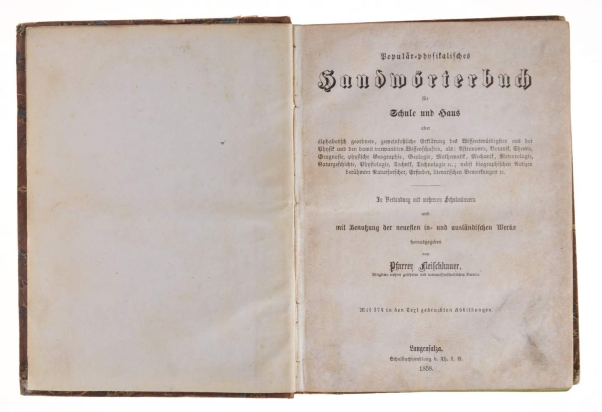 Fleischhauer, (J. H.), Populär-physikalisches Handwörterbuch für Schule und Haus. In Verbindung - Bild 2 aus 3