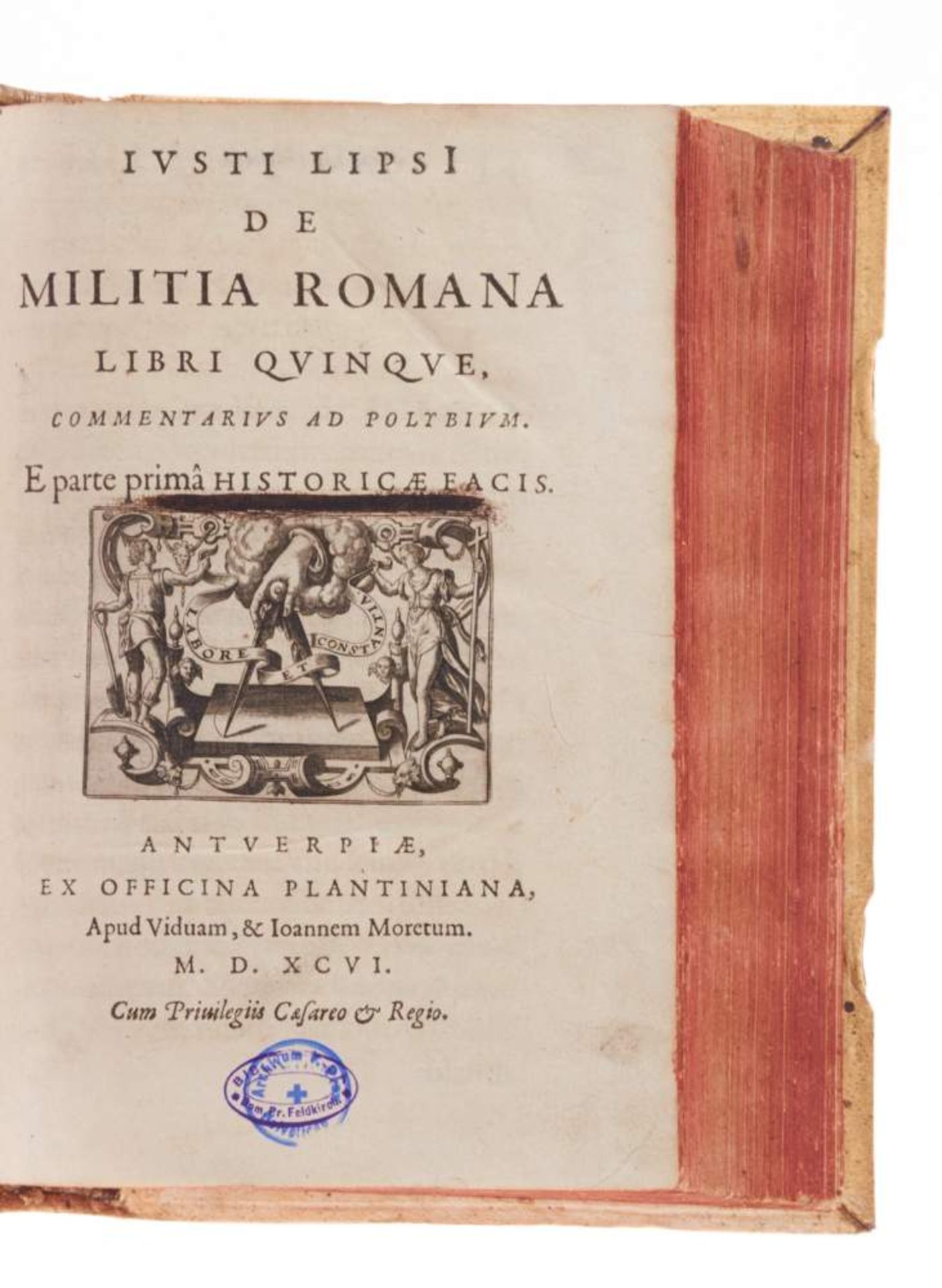 Lipsius, J., De militia Romana libri quinque, commmentarius ad Polybium. 2 Tle. in einem Bd. - Bild 2 aus 4