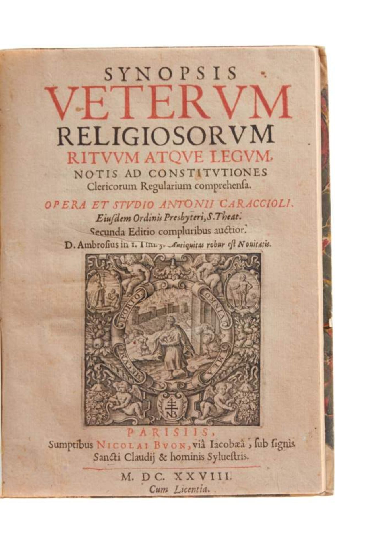 Caracciolo, A., Synopsis veterum religiosorum rituum atque legum. Secunda editio compluribus - Bild 2 aus 2