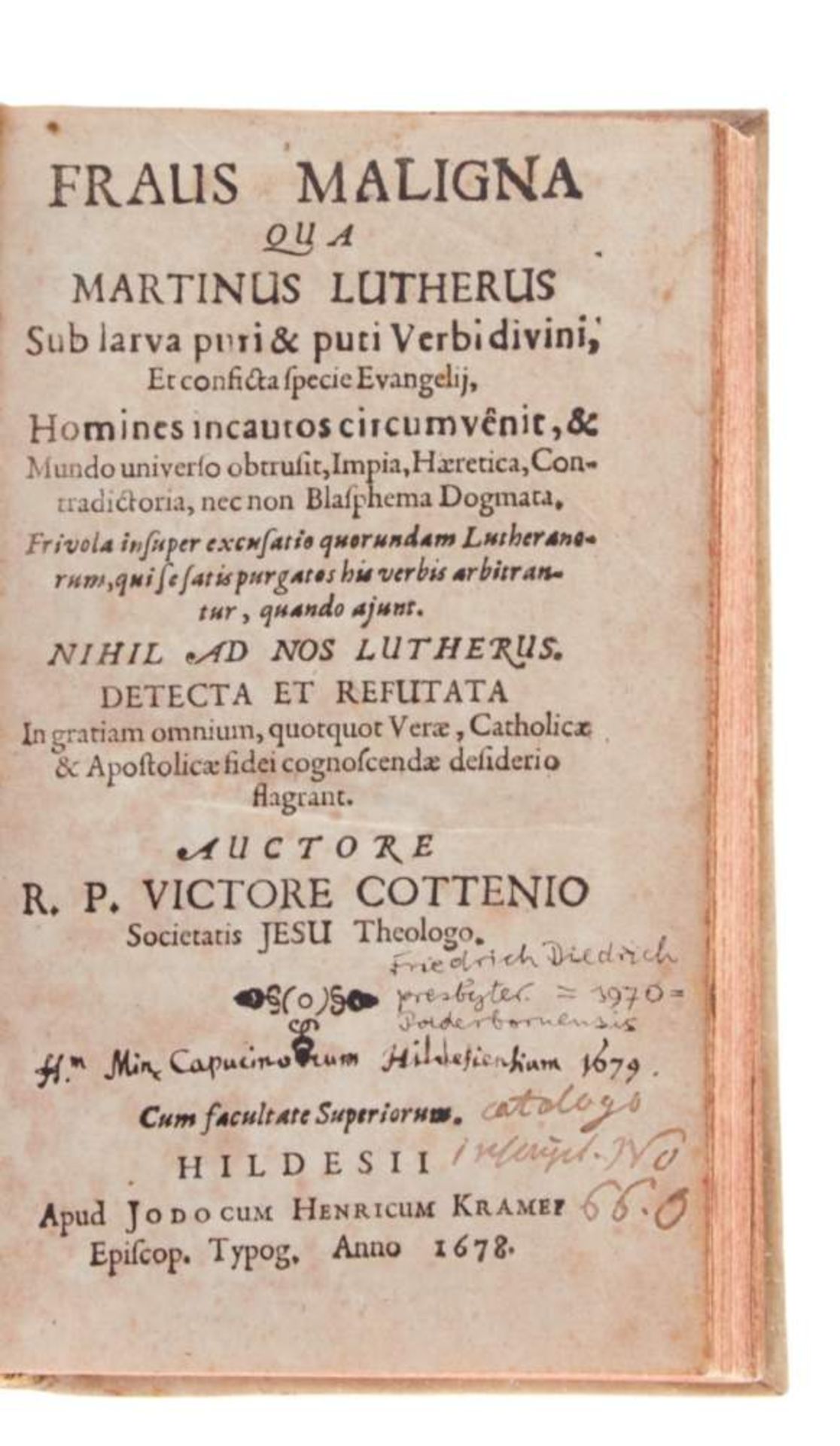 Cottenius, V., Fraus maligna qua Martinus Lutherus sub larva puri & puti verbi divini ... mundo - Bild 2 aus 2