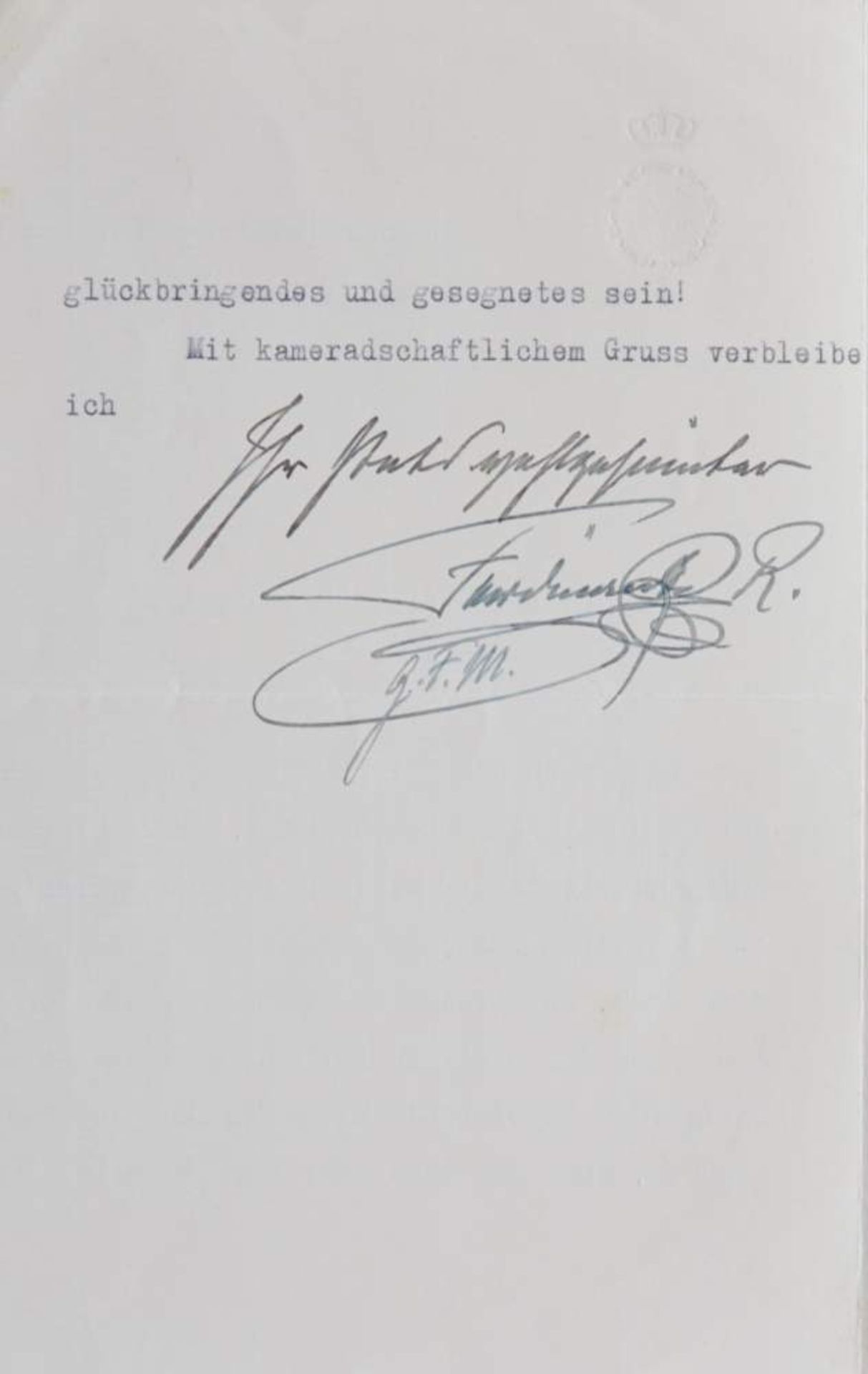 Ferdinand I., König von Bulgarien (1861-1948). Masch. Brief mit e. Gruß und U. Dat. (Coburg), 2. - Bild 2 aus 3