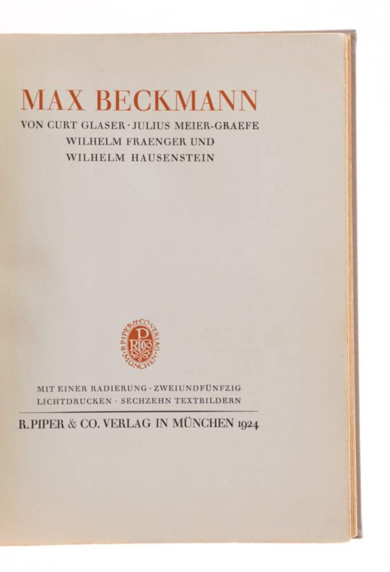 Glaser, C., Max Beckmann. München, Piper, 1924. Fol. Mit Radierung und 52 Tafeln. 87 S., 1 Bl. - Bild 3 aus 3