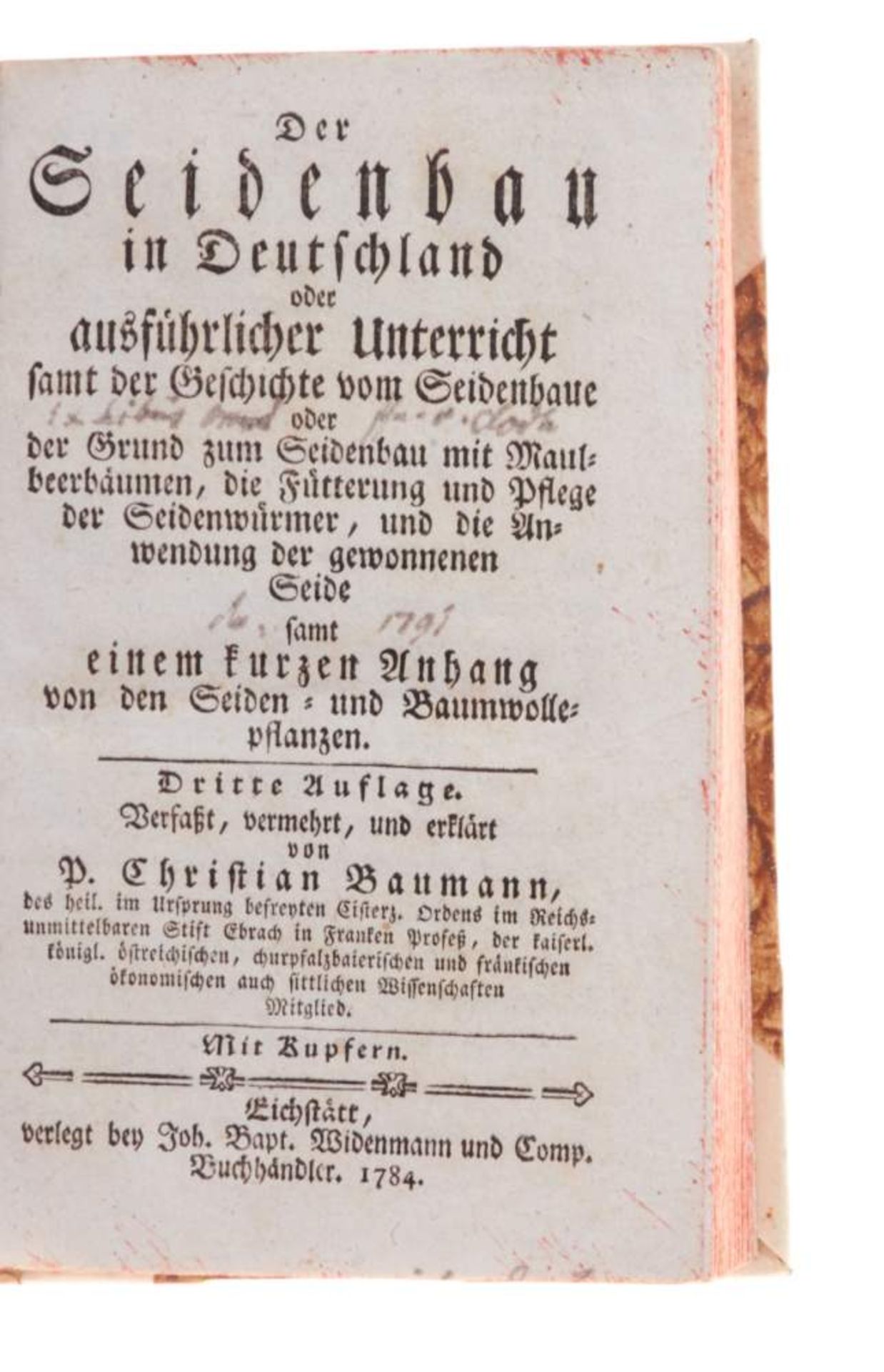 Baumann, Ch., Der Seidenbau in Deutschland, oder ausführlicher Unterricht samt der Geschichte vom - Bild 2 aus 3