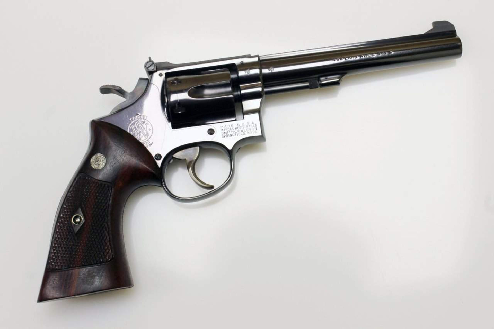 Revolver Smith & Wesson Cal. .22 lr., S/N: 19976, Lauf spiegelblank, Lauflänge: 6", Zustand: 1-,