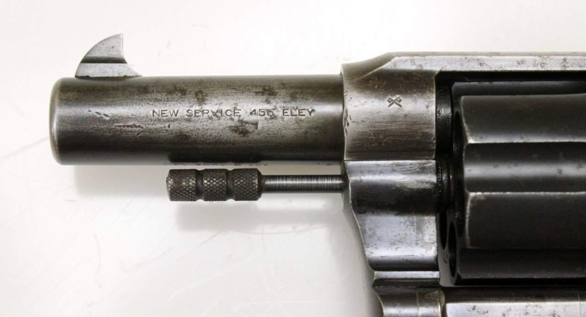 Revolver Colt, Modell: New Service Cal. .455 Eley, S/N: 101702, Lauf spiegelblank, Lauflänge: 3,25", - Bild 5 aus 8