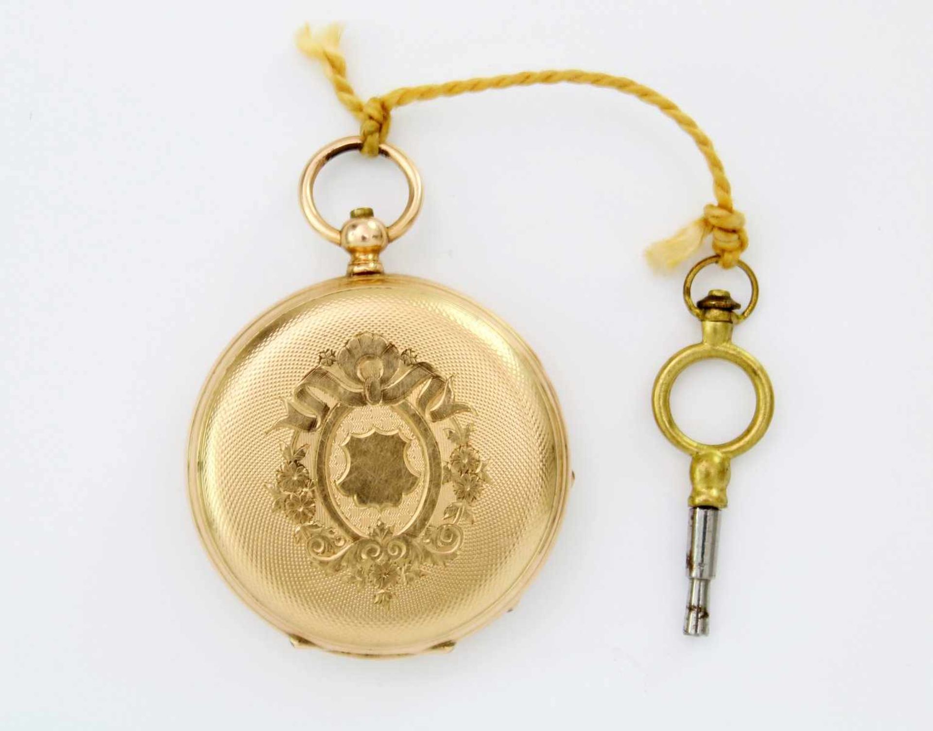 Goldene Damen-Taschenuhr Gebr. Thommen Vergoldetes, schweizer, 10-steiniges Zylinderwerk, GT im Oval - Bild 4 aus 4