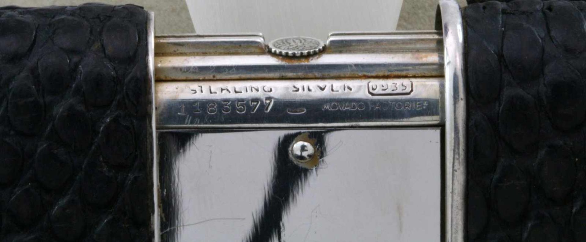 Movado Ermeto Chronometer Reiseuhr um 1940 Schweizer Handaufzugswerk, Gehäuse 925 Sterlingsilber, - Bild 5 aus 6