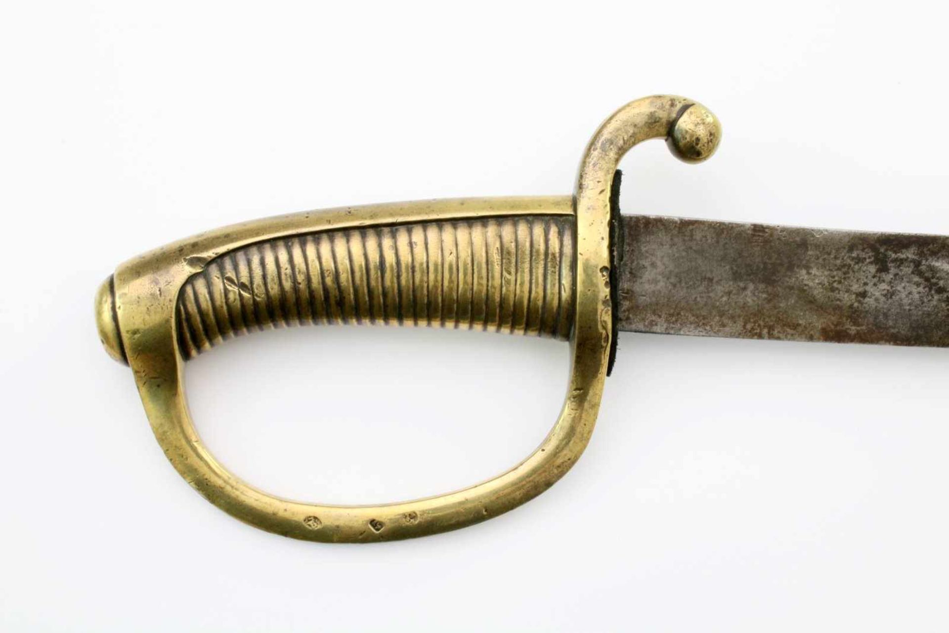 Frankreich - "Sabre Briquet" 1. Hälfte 19. Jahrhundert Beidseitig gekehlte Rückenklinge, - Bild 3 aus 4