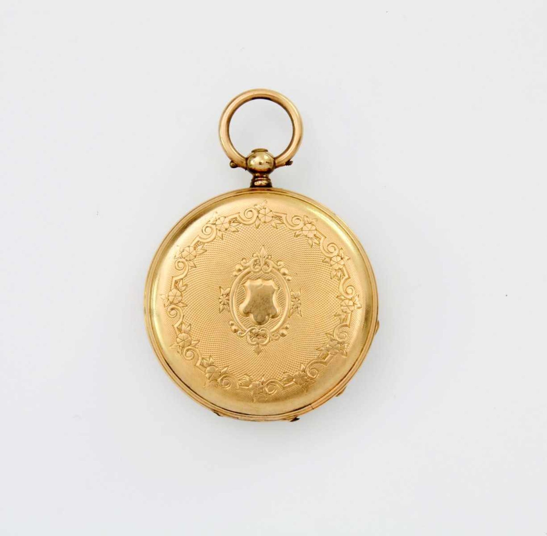 Goldene Damen-Taschenuhr Vergoldetes, schweizer, 4-steiniges Brücken-Zylinderwerk mit - Bild 4 aus 4