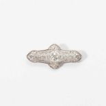 An openwork platinum Belle Époque brooch with diamonds Circa 1915 The platinum brooch set with a