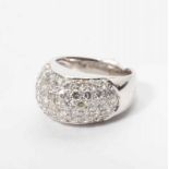 An 18 carat white gold ring with diamonds Late 20th century The white gold ring with a pave setting