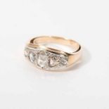 An antique 14 carat rose gold ring with diamonds Late 19th century The rose gold ring set with a