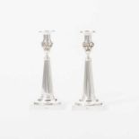 A pair of silver candlesticks Early Empire, Cornelis Knuystingh, Rotterdam, 1800 Each on square