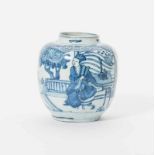 A Chinese blue and white vase Wanli period (1573-1619) Decorated with a dignitary seated on a