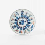 A Chinese blue and white and famille rose plate Guangxu six-character mark in underglaze blue and