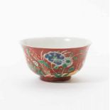 A Chinese coral-ground bowl Yongzheng underglaze blue four-character mark in a double square and