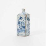 A Chinese blue and white square bottle Wanli period (1573-1619) The sides decorated with panels of