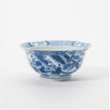 A Chinese blue and white bowl 20th century Decorated in the Kangxi style with scholars in a