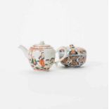 A Chinese 'Dutch-decorated' teapot and cover and a Japanese Imari bowl and cover 18th century The