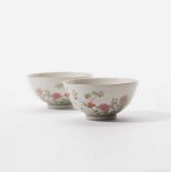 A pair of Chinese famille rose bowls Guangxu six-character mark in underglaze blue amd of the