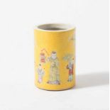 A Chinese famille rose 'lantern festival' brush pot, bitong 19th century Decorated with figures and