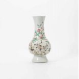 A Chinese famille rose 'peach and crane' vase 20th century The baluster vase decorated with cranes