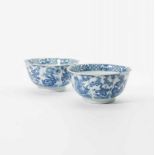 A pair of Chinese blue and white bowls Kangxi period (1662-1722) Each decorated with leaf-shaped