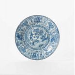 A large Chinese blue and white 'Kraak porseleinen' dish Wanli period (1573-1619) Decorated with a