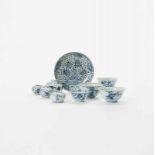 A collection of Chinese blue and white porcelain Ming dynasty (1368-1644) Comprising a set of three