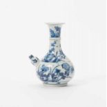 A Chinese blue and white kendi Kangxi period (1662-1722) The bulbous body ribbed and decorated with